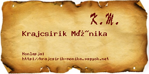 Krajcsirik Mónika névjegykártya